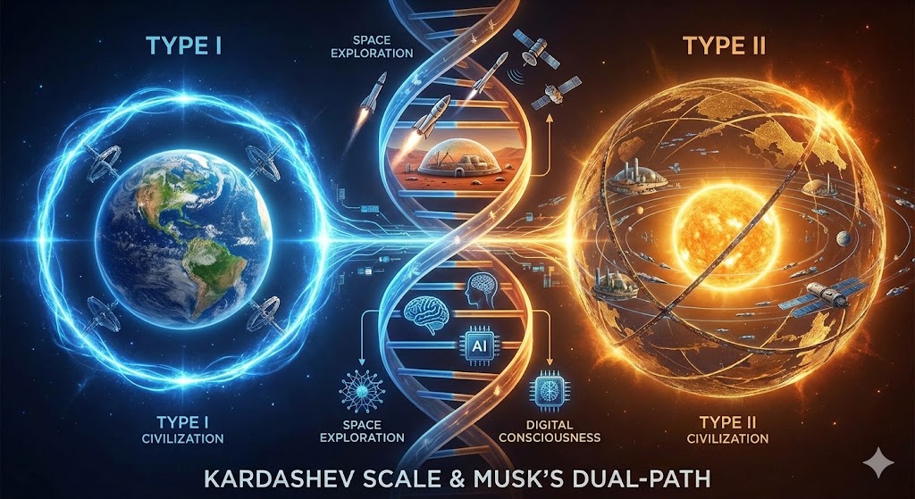 Kardashev文明尺度的概念图