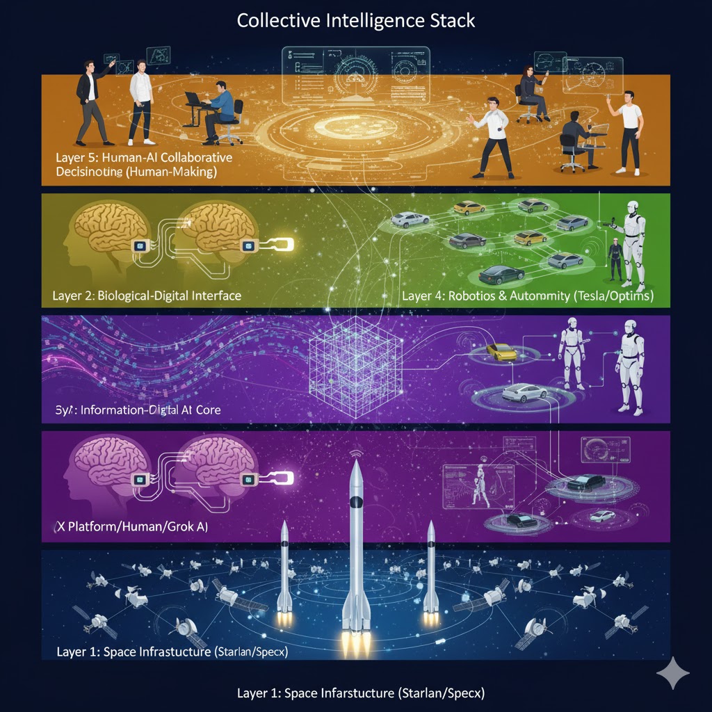 "群体智能栈"架构的示意图