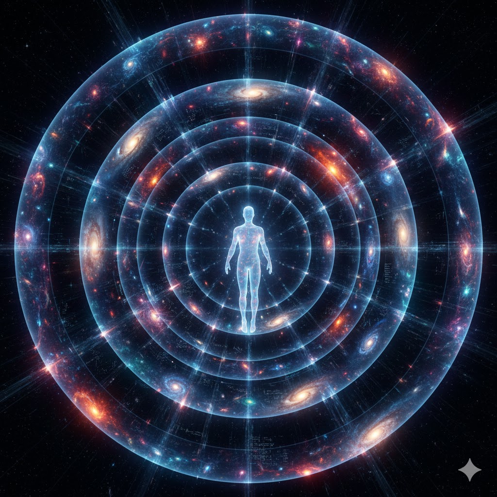 悬浮在抽象的嵌套宇宙空间中